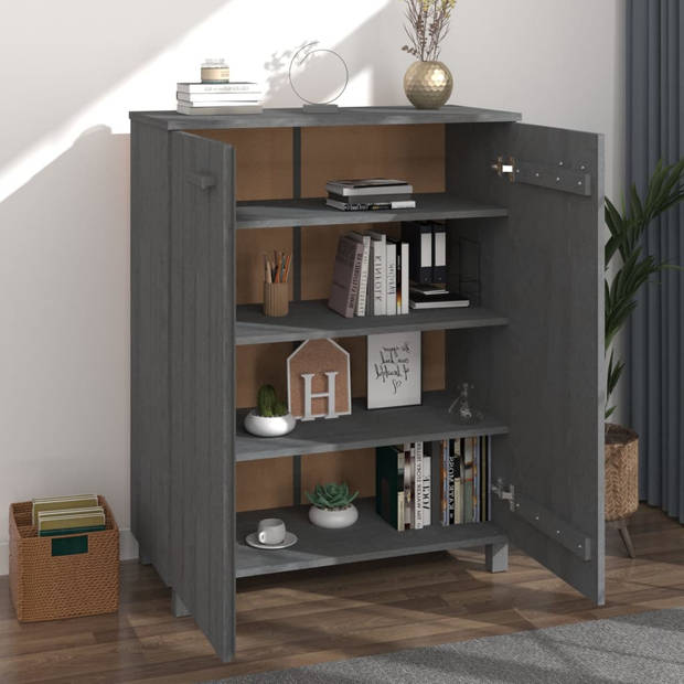 The Living Store HAMAR Schoenenkast - Donkergrijs - 85 x 40 x 108 cm - Massief grenenhout en MDF