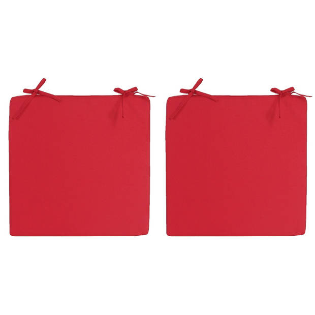 2x Stoelkussens voor binnen en buiten in de kleur rood 40 x 40 cm Tuinkussens voor buitenstoelen. - Sierkussens