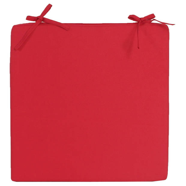 2x Stoelkussens voor binnen en buiten in de kleur rood 40 x 40 cm Tuinkussens voor buitenstoelen. - Sierkussens