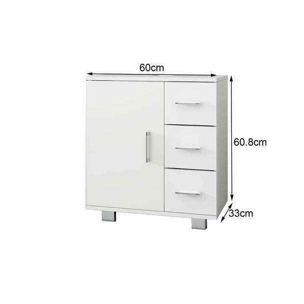 ML-Design wastafelonderkast wit, 60x60,8x33 cm, gemaakt van MDF
