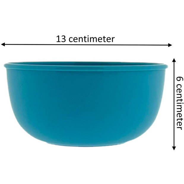 Salade schaaltjes kunststof Kommen - 4-delig - Ø 13 x 6 cm - 400 ml - Blauw