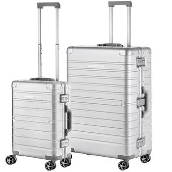CarryOn Kofferset ULD - Luxe Aluminium Handbagage koffer 55cm + 76cm grote reiskoffer - Zilver