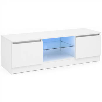 TV meubel - TV kast - led verlichting - 120 cm breed - wit