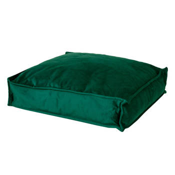 2L Home & Garden Loungekussen Velvet Donkergroen - 60 x 60cm