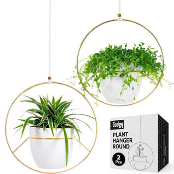 Gadgy Plantenhanger met pot - Hangpot 2 st. - Bloempot Hangend – Bloempotten voor binnen - Ø32CM