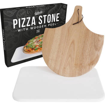 Gadgy Pizzasteen met Pizzaschep – Cordieriet voor Knapperige Pizzabodem – Pizzasteen - voor BBQ, Oven of Kamado