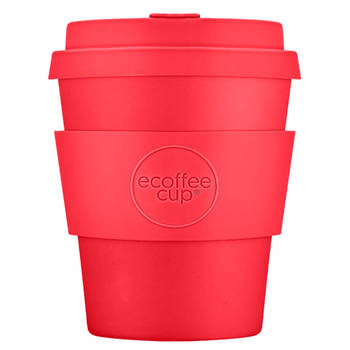 Ecoffee Cup Meridian Gate PLA - Koffiebeker to Go 250 ml - Rood Siliconen