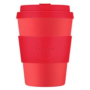 Ecoffee Cup Meridian Gate PLA - Koffiebeker to Go 350 ml - Rood Siliconen