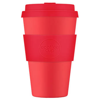 Ecoffee Cup Meridian Gate PLA - Koffiebeker to Go 400 ml - Rood Siliconen