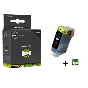 Inktmedia® - Inktcartridge - Geschikt Canon PGI-520BK inktcartridge Zwart MET CHIP - Cartridge met Inkt