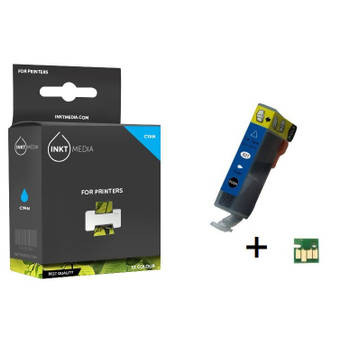 Inktmedia® - Inktcartridge - Geschikt Canon CLI-521C inktcartridge Cyaan MET CHIP - Cartridge met Inkt