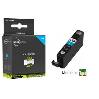 Inktmedia® - Inktcartridge - Geschikt Canon CLI-526C inktcartridge Cyaan MET CHIP - Cartridge met Inkt