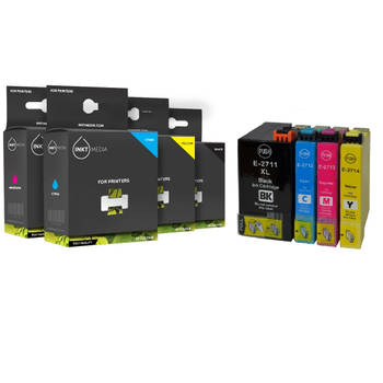 Inktmedia® - Inktcartridge - Geschikt Set Epson 27XL T2711 tot T2714 inktcartridge Zwart Cyaan Magenta Geel hoge capa...