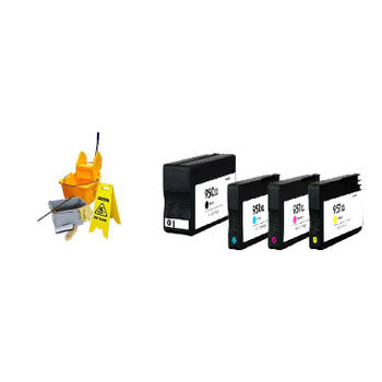 Inktmedia® - Geschikt hp-950xl-en-951xl serie reiniging cartridges SET MET CHIP