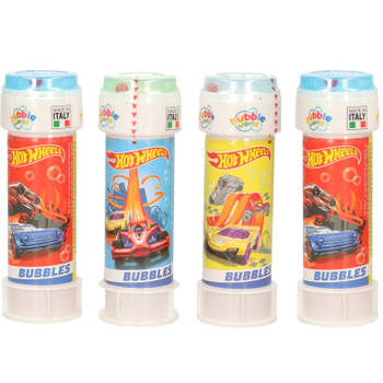 4x Hot Wheels race autos bellenblaas flesjes met bal spelletje in dop 60 ml voor kinderen - Bellenblaas
