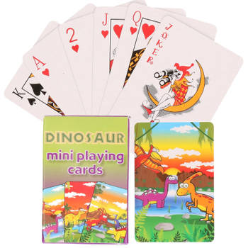 Mini dinosaurussen thema speelkaarten 6 x 4 cm in doosje - Kaartspel