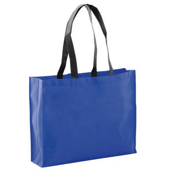 Draagtas/schoudertas/boodschappentas in de kleur blauw 40 x 32 x 11 cm - Boodschappentassen