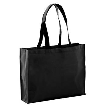 Draagtas/schoudertas/boodschappentas in de kleur zwart 40 x 32 x 11 cm - Boodschappentassen