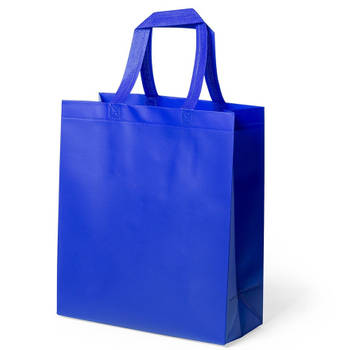 Draagtas/schoudertas/boodschappentas in de kleur blauw 35 x 40 x 15 cm - Boodschappentassen