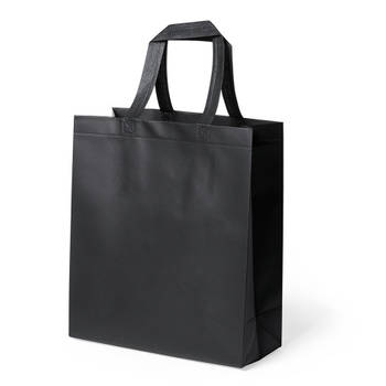 Draagtas/schoudertas/boodschappentas in de kleur zwart 35 x 40 x 15 cm - Boodschappentassen