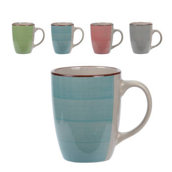 Set van 4x stuks luxe gekleurde stoneware bekers/koffiekopjes 270 ml - Bekers