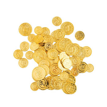 Piraten schatkist speelgoed munten goud 200x stuks van plastic - Speelgeld