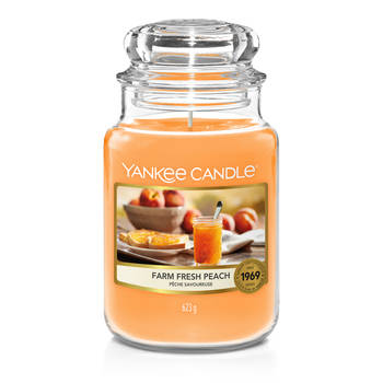 Yankee Candle Geurkaars Large Farm Fresh Peach - 17 cm / ø 11 cm
