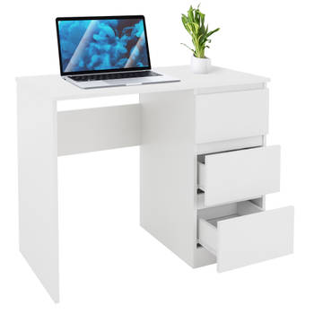 Bureau met drie laden 90x76x50 cm Wit Hout ML Design