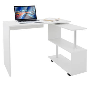 Bureau met vier wielen 150x88x75 cm Wit MDF ML-Design