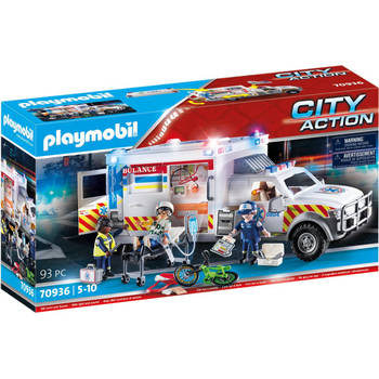 Voertuig Speelset Playmobil Rescue Vehicle: US Ambulance City Action 70936 (93 pcs)