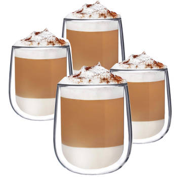 Luxe Dubbelwandige Koffieglazen - Theeglazen - Cappuccino Glazen - Theeglazen Dubbelwandig - 250ml set van 4