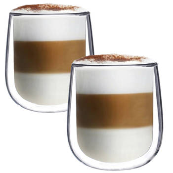 Luxe Latte Macchiato Glazen Dubbelwandig - Koffieglazen - Cappuccinoglazen - Theeglas - 350 ML - Set Van 2