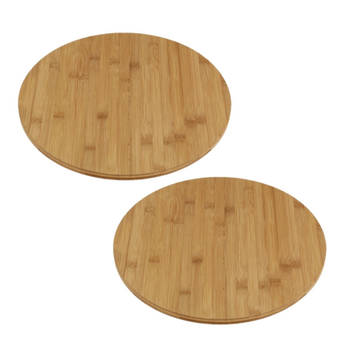 2x stuks draaiende hapjes serveer planken bamboe hout 35 cm - Kaasplankjes
