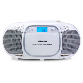 Medion Draagbare Radio (model: E66476) - wit - cassette en cd speler