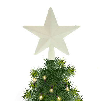 Kerstboom piek ster wit met glitters 19 cm - kerstboompieken