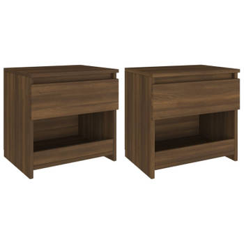 vidaXL Nachtkastjes 2 st 40x30x39 cm bewerkt hout bruin eikenkleur