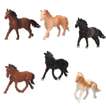 6x Plastic paardjes speelgoed figuren voor kinderen - Speelfigurenset