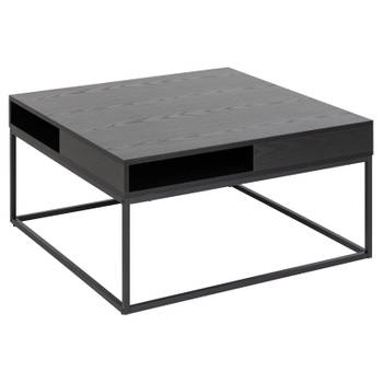 Willes salontafel 80 x 80 cm met open vak zwart.