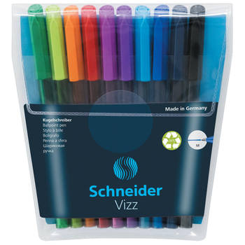 Schneider Balpen Vizz, medium punt, etui van 10 stuks in geassorteerde kleuren