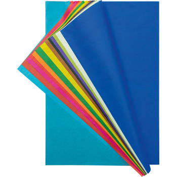 Folia zijdepapier geassorteerde kleuren: donkerblauw, wit, lichtgroen, paars, zwart, bruin, geel, groe...