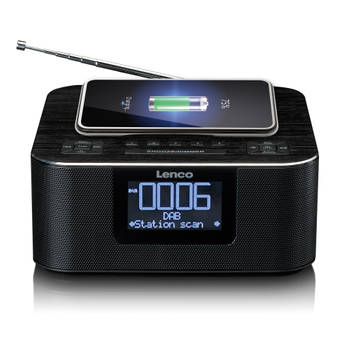 DAB+/ FM-wekkerradio met Bluetooth® en draadloos opladen Lenco CR-650BK Zwart