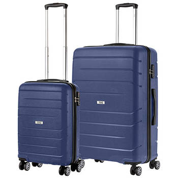 TravelZ Big Bars Kofferset Trolleyset 2-delig Handbagage + Groot Blauw