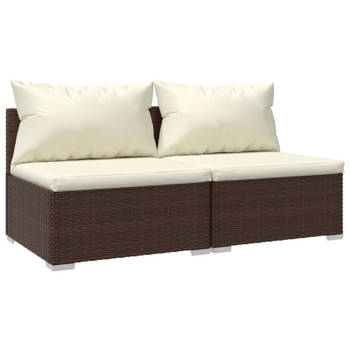 vidaXL 2-delige Loungeset met kussens poly rattan bruin