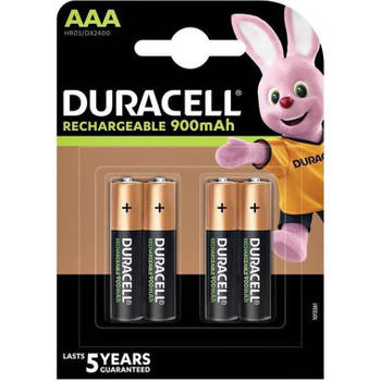 8 Stuks (2 Blisters a 4 st) Duracell AAA Oplaadbare Batterijen - 800 mAh