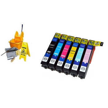 Inktmedia® - Inktcartridge - Geschikt Epson 24XL SET Reinigings inktcartridges - Cartridge met Inkt