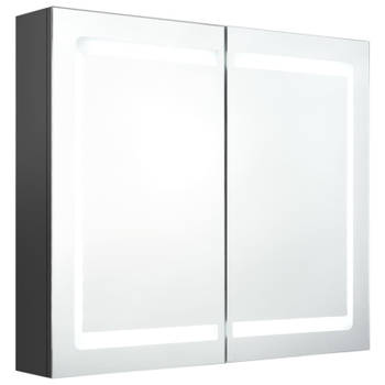 vidaXL Badkamerkast met spiegel en LED 80x12x68 cm grijs