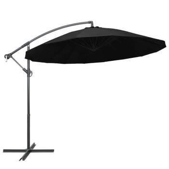 vidaXL Zweefparasol met aluminium paal 3 m zwart