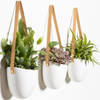 Gadgy Plantenhanger Keramiek – Set van 3 – Wit Steen- Hangpot – Hangende Bloempot Plantenpot - 12 x 11 x 9.5 cm