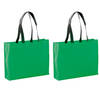 2x stuks draagtassen/schoudertassen/boodschappentassen in de kleur groen 40 x 32 x 11 cm - Boodschappentassen