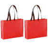 2x stuks draagtassen/schoudertassen/boodschappentassen in de kleur rood 40 x 32 x 11 cm - Boodschappentassen
